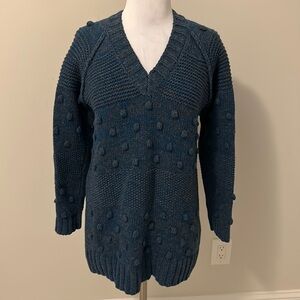 See by Chloe Blue Wool Pom Pom Sweater